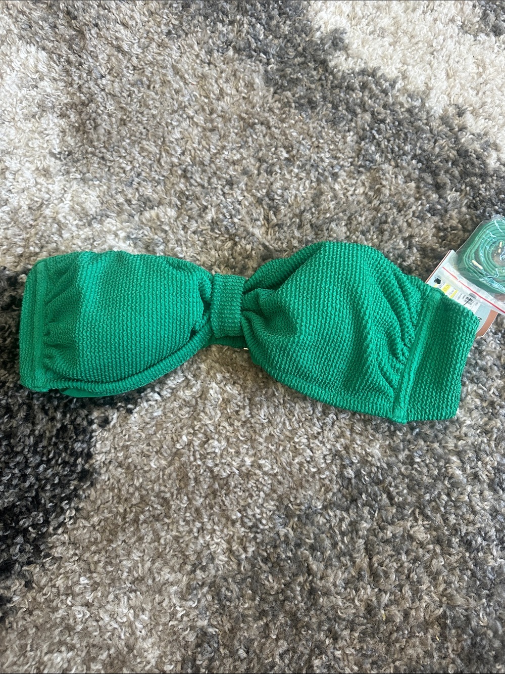Shade & Shore Green Textured Bandeau Bikini Top